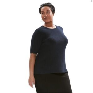 M.M. Lafleur The Choe Top Navy Melange Size 3X Short Sleeve NWT